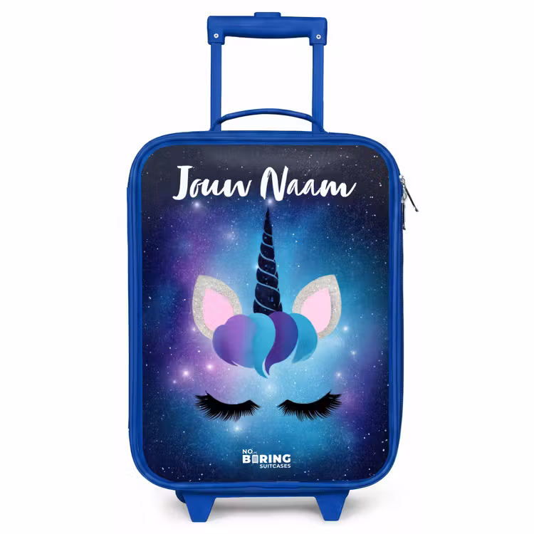 Kinderkoffer met naam - Blauw - Eenhoorn - Sterren - Blauw — 1