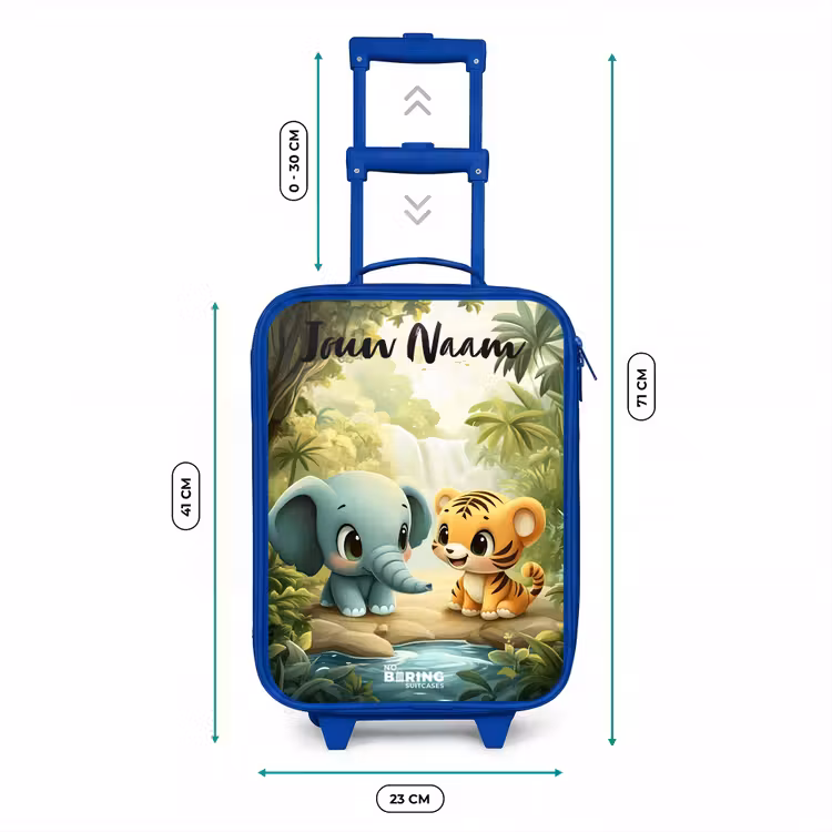 Kinderkoffer met naam - Blauw - Olifant - Tijger - Bos - Jungle — 6