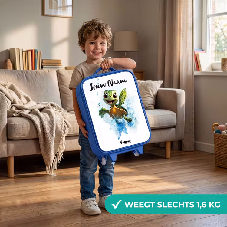 Kinderkoffer met naam - Blauw - Schildpad - Water - Groen — 2