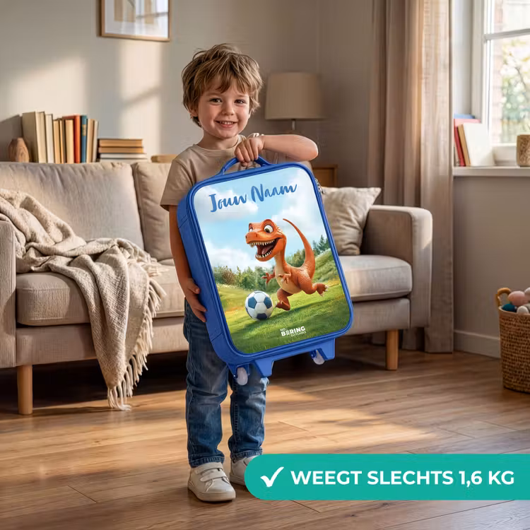 Kinderkoffer met naam - Blauw - Voetbal - Dino - Sport — 2