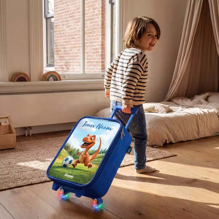 Kinderkoffer met naam - Blauw - Voetbal - Dino - Sport — 3