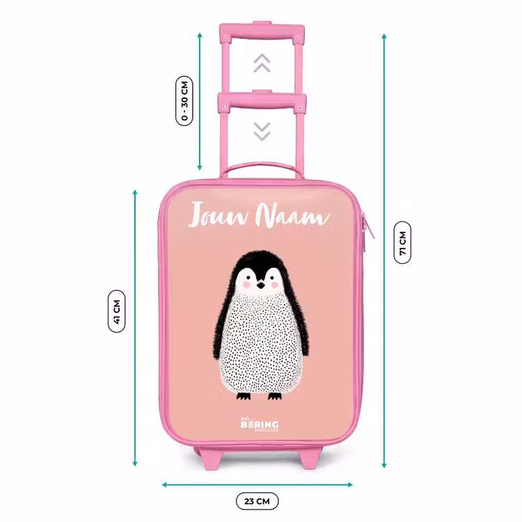 Kinderkoffer met naam - Roze - Pinguïn - Stippen - Roze - Minimalistisch — 5