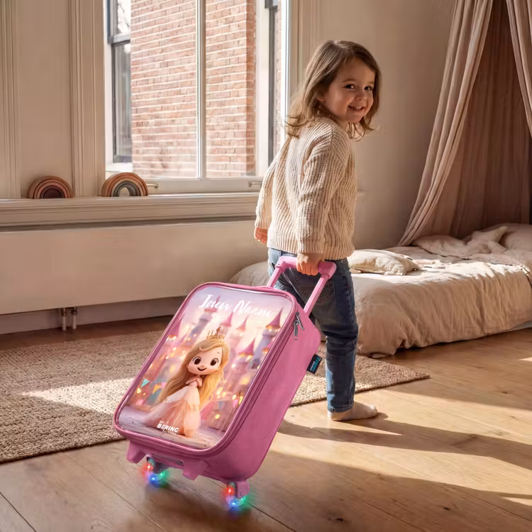 Kinderkoffer met naam - Roze - Prinses - Roze - Kasteel — 3