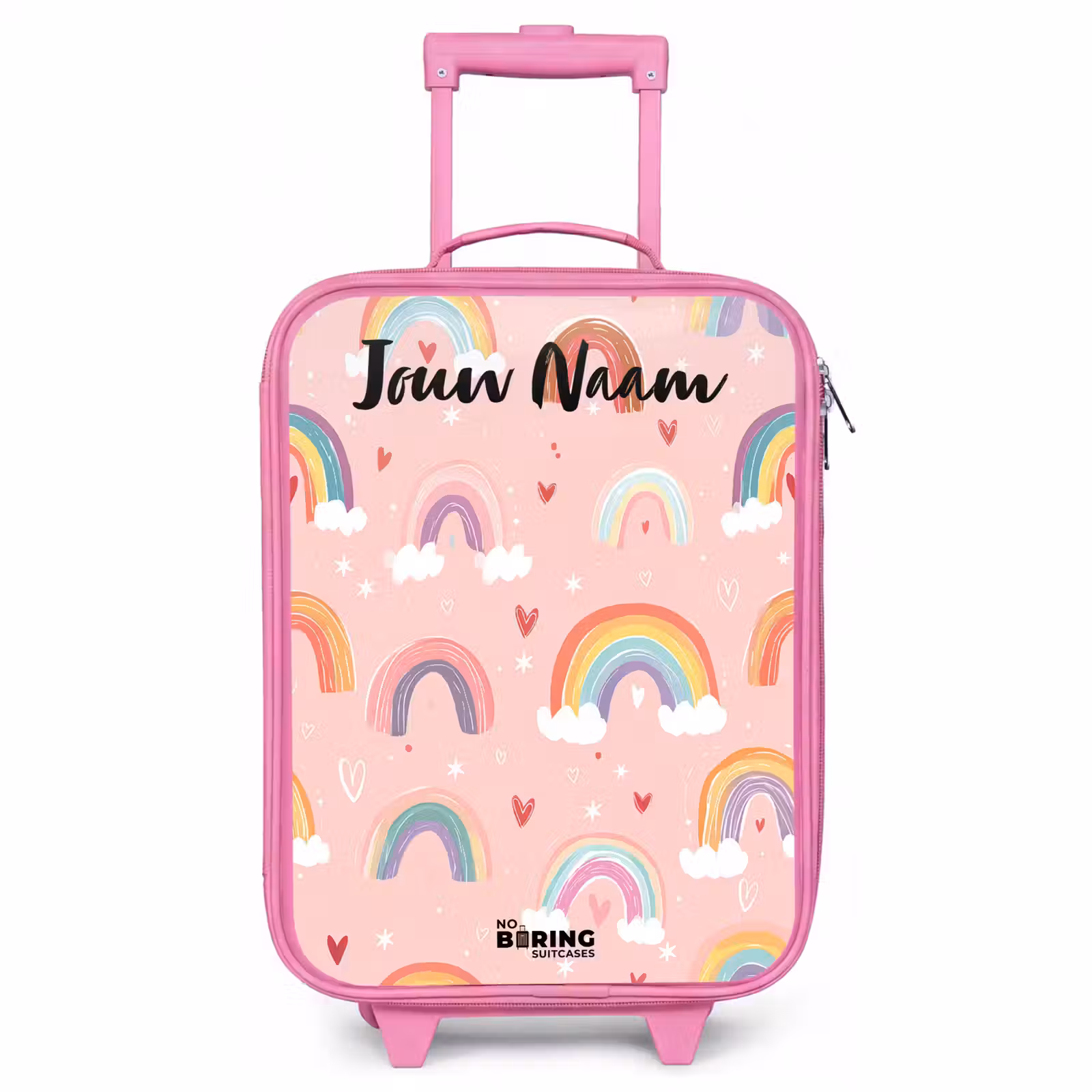 Kinderkoffer met naam - Roze - Regenboog - Patroon - Pastel — 1