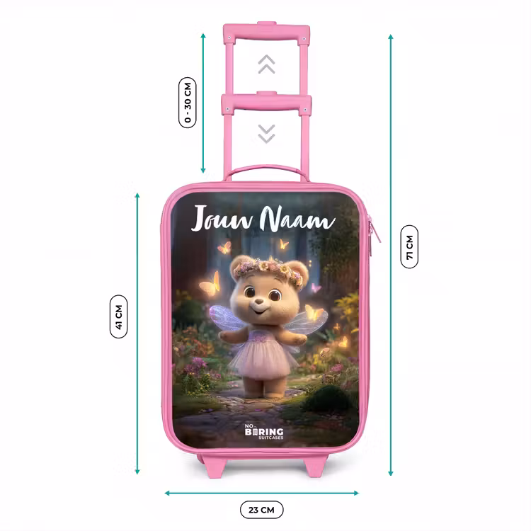 Kinderkoffer met naam - Roze - Beer - Vlinders - Bos - Fairy — 5