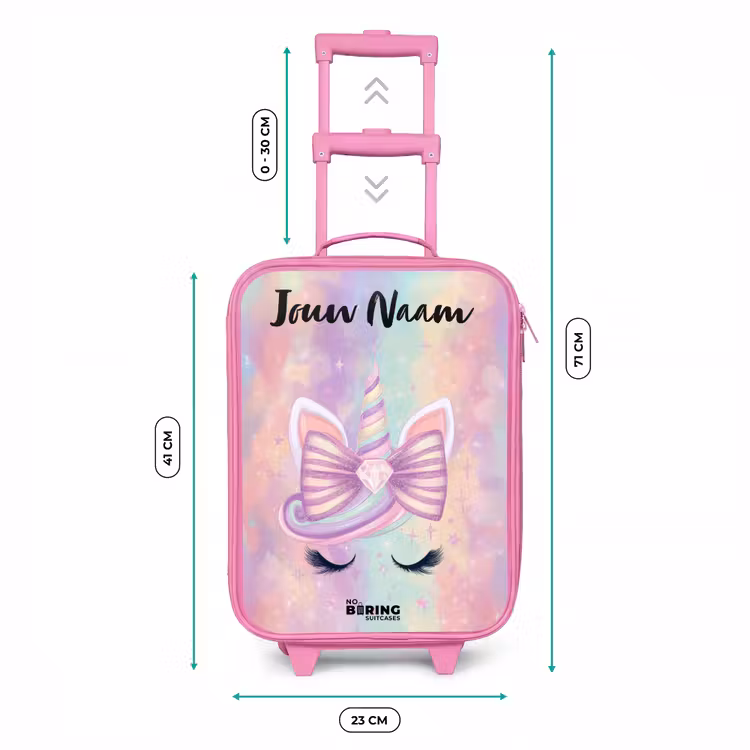 Kinderkoffer met naam - Roze - Eenhoorn - Glitters - Regenboog - Pastel — 5