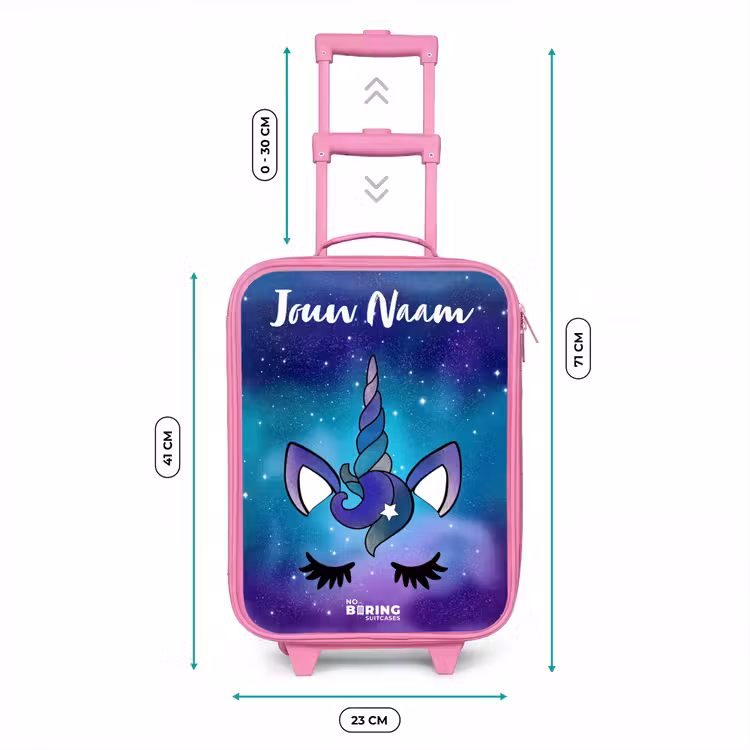 Kinderkoffer met naam - Roze - Eenhoorn - Sterrenhemel - Blauw — 5