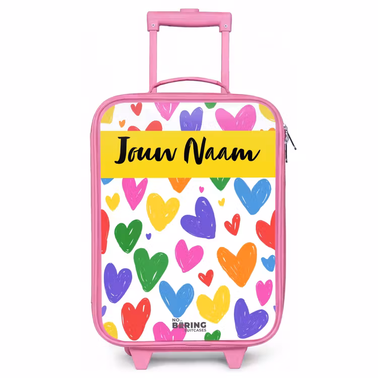 Kinderkoffer met naam - Roze - Hartjes - Patroon - Kleurrijk — 1