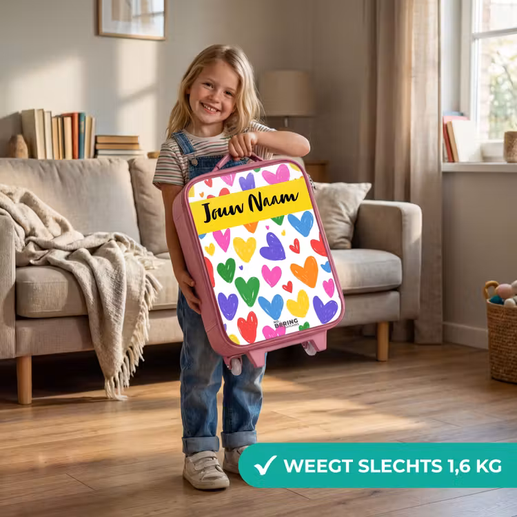 Kinderkoffer met naam - Roze - Hartjes - Patroon - Kleurrijk — 2