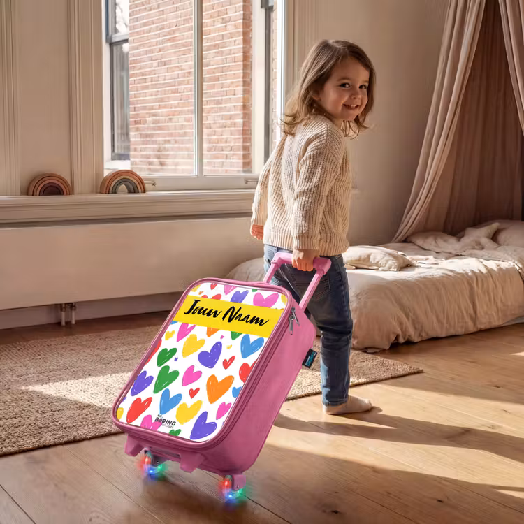 Kinderkoffer met naam - Roze - Hartjes - Patroon - Kleurrijk — 3