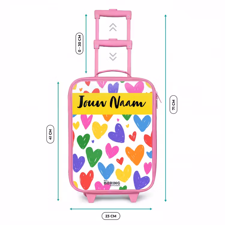 Kinderkoffer met naam - Roze - Hartjes - Patroon - Kleurrijk — 5