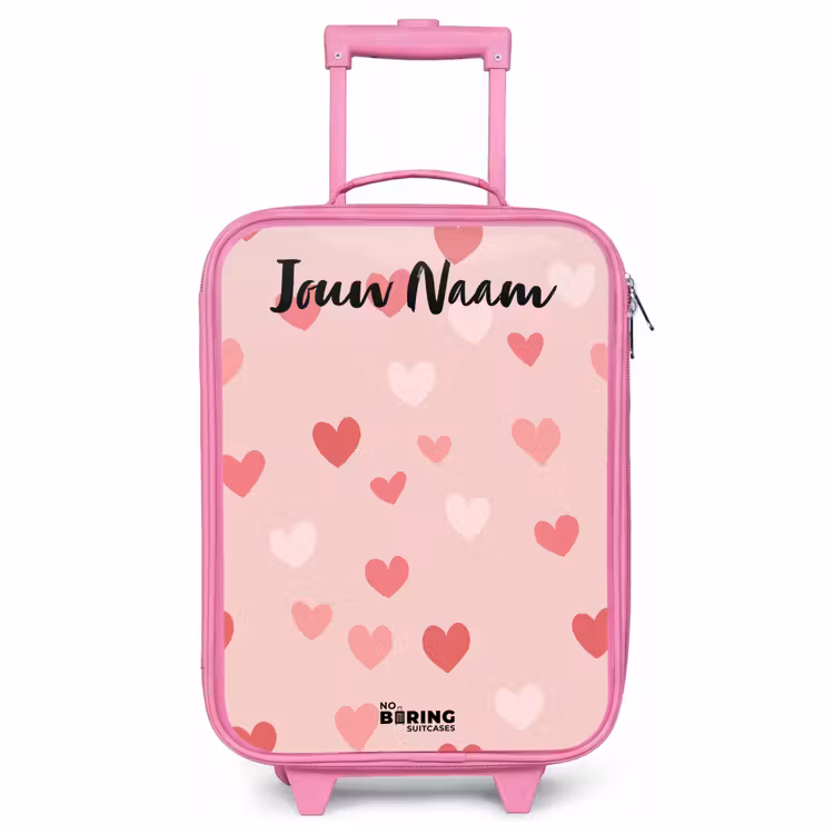 Kinderkoffer met naam - Roze - Hartjes - Patroon - Roze — 1