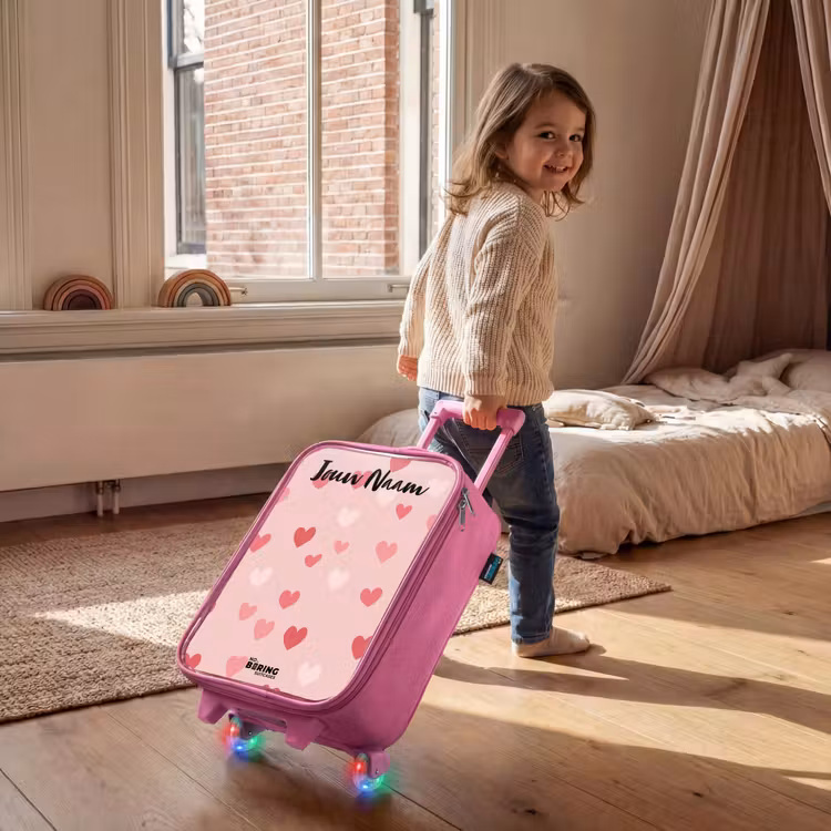 Kinderkoffer met naam - Roze - Hartjes - Patroon - Roze — 3