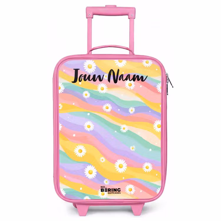 Kinderkoffer met naam - Roze - Madeliefjes - Kleurrijk - Pastel — 1