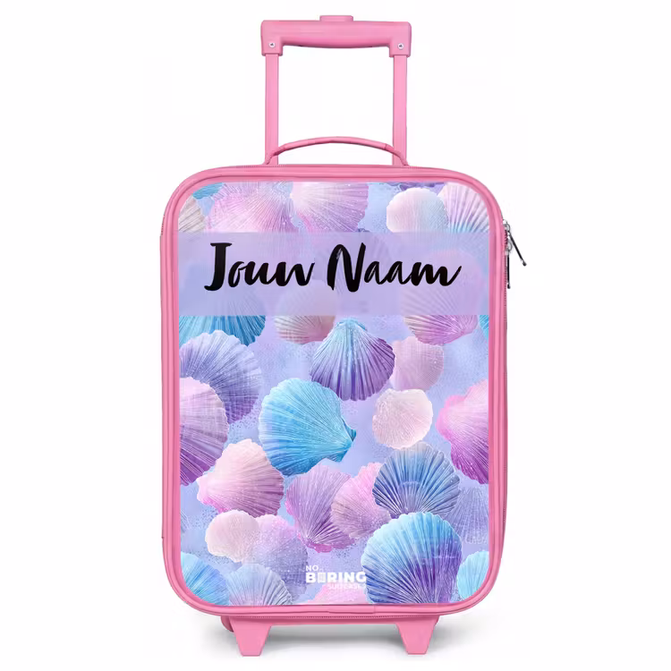 Kinderkoffer met naam - Roze - Schelpen - Paars - Blauw - Patroon — 1