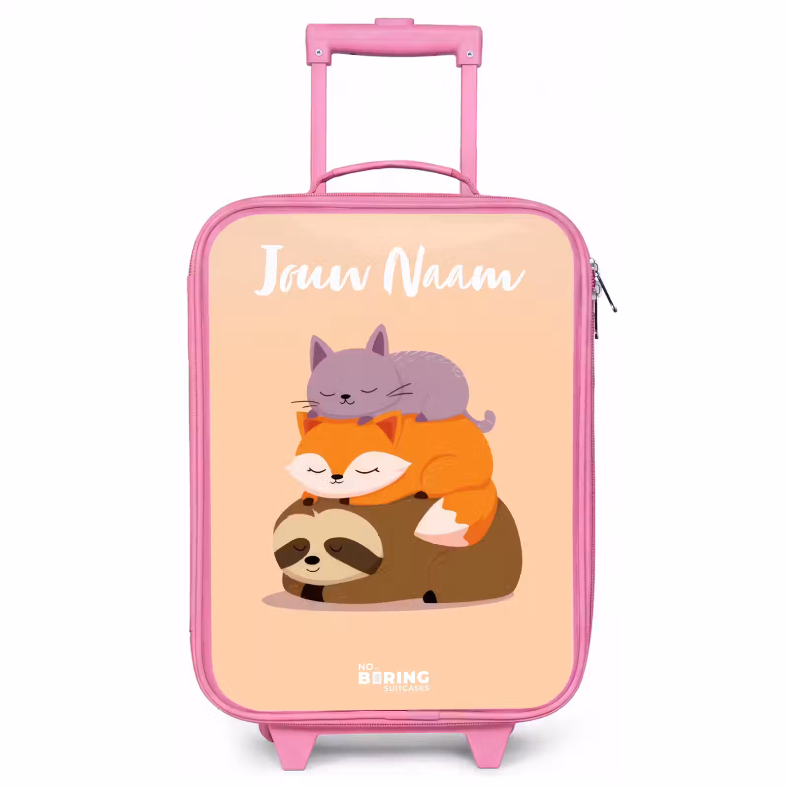 Kinderkoffer met naam - Roze - Dieren - Slapen - Samen — 1