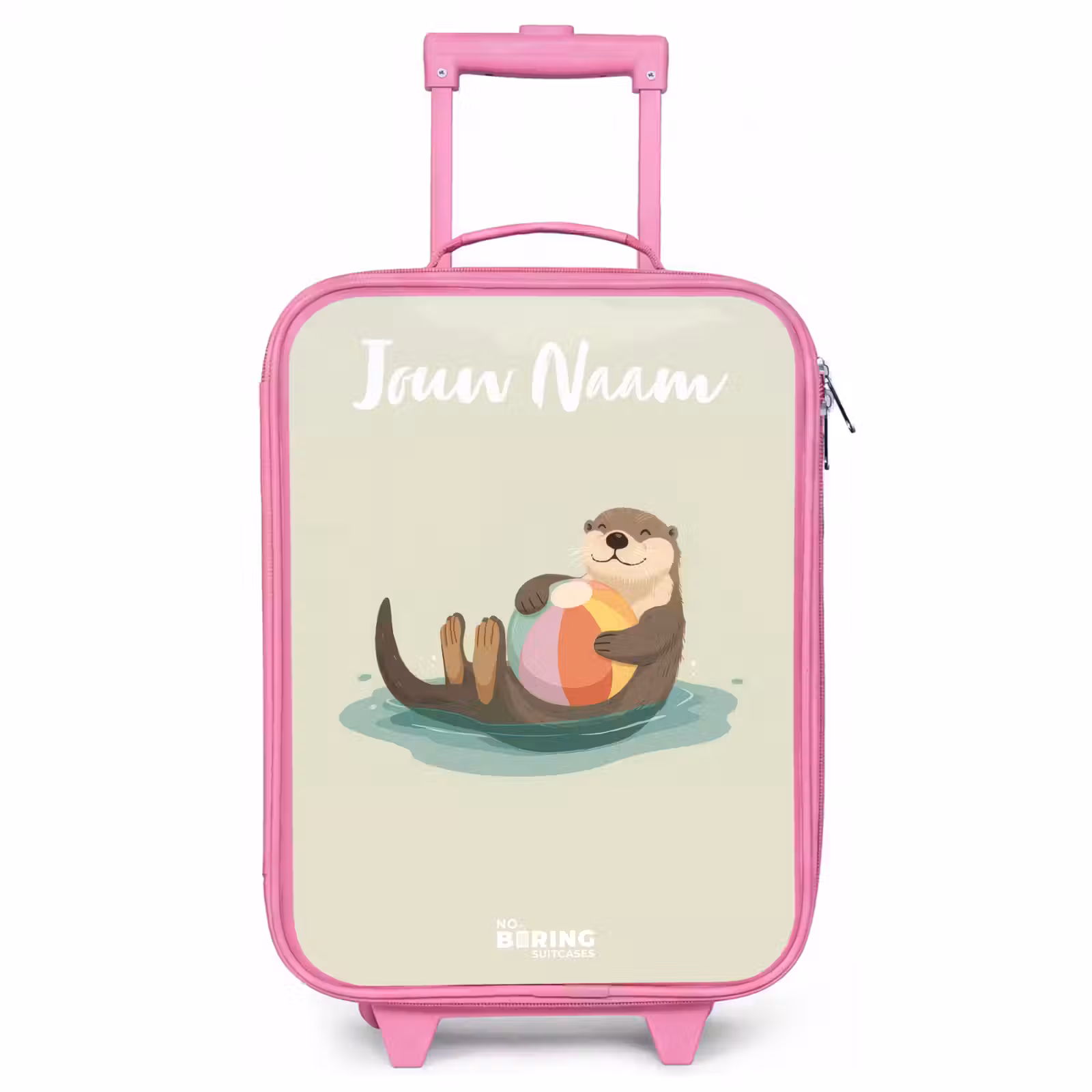 Kinderkoffer met naam - Roze - Otter - Strandbal - Water — 1