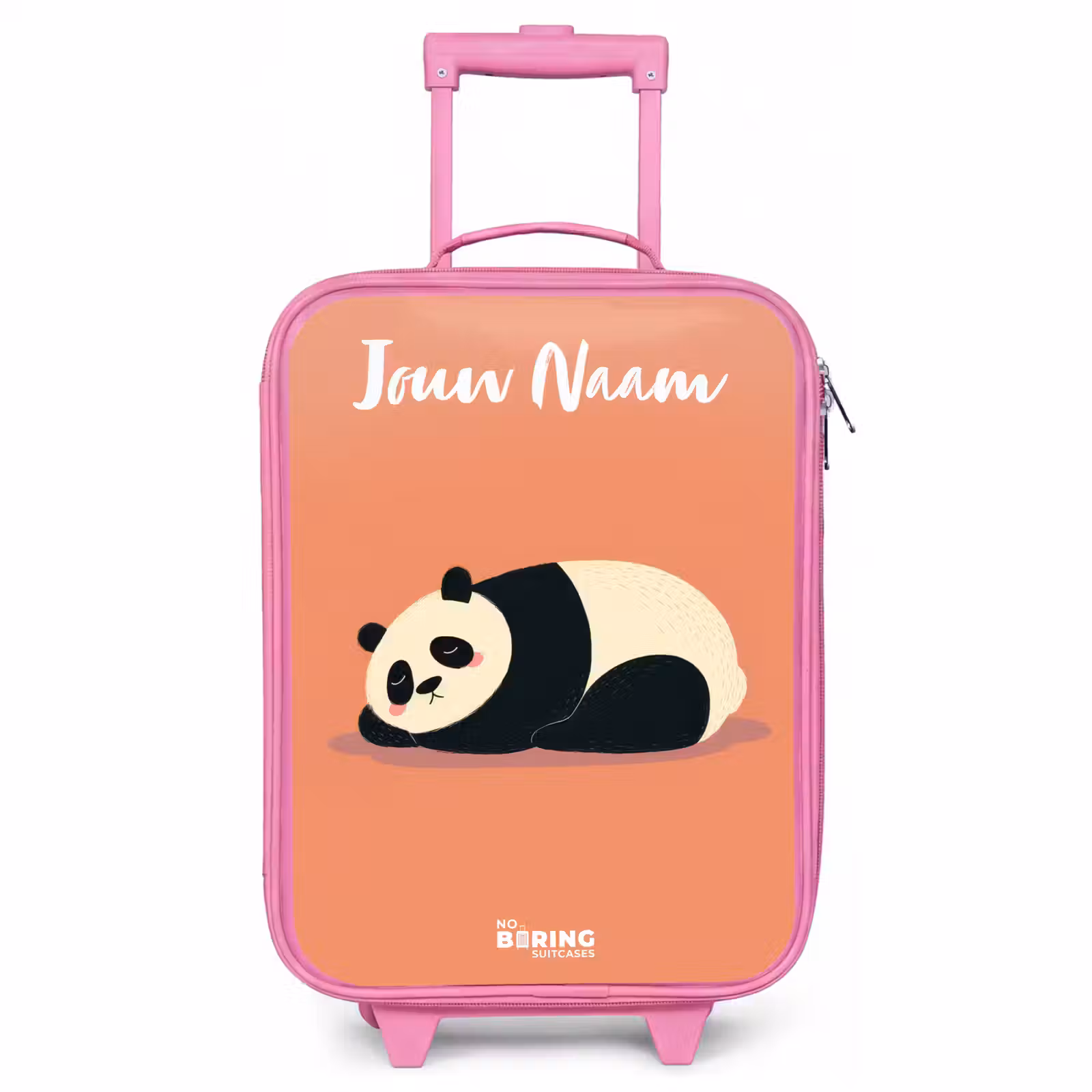 Kinderkoffer met naam - Roze - Panda - Slapen - Oranje — 1