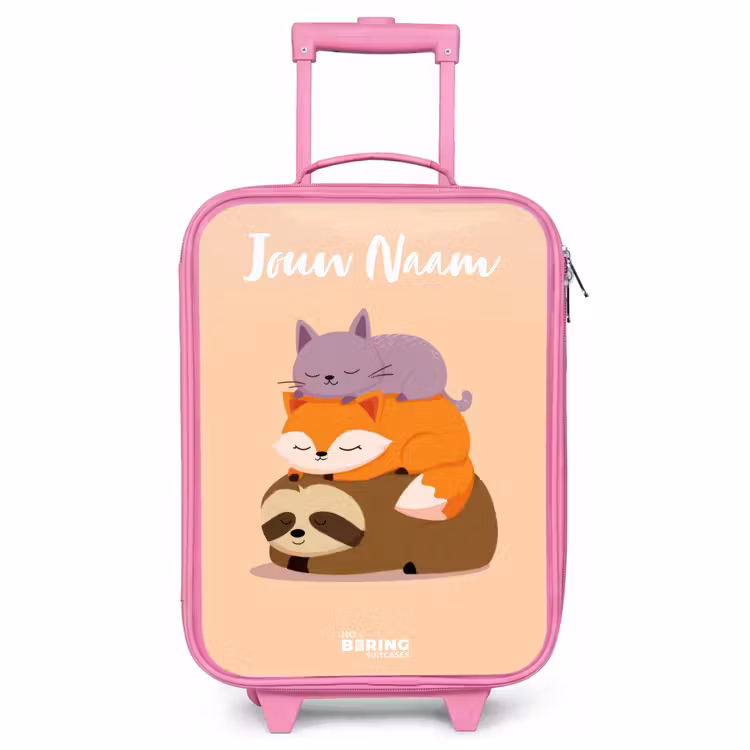 Kinderkoffer met naam - Roze - Dieren - Slapen - Samen — 1