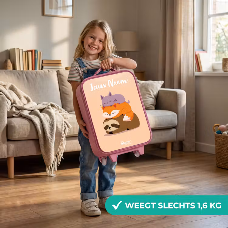 Kinderkoffer met naam - Roze - Dieren - Slapen - Samen — 2