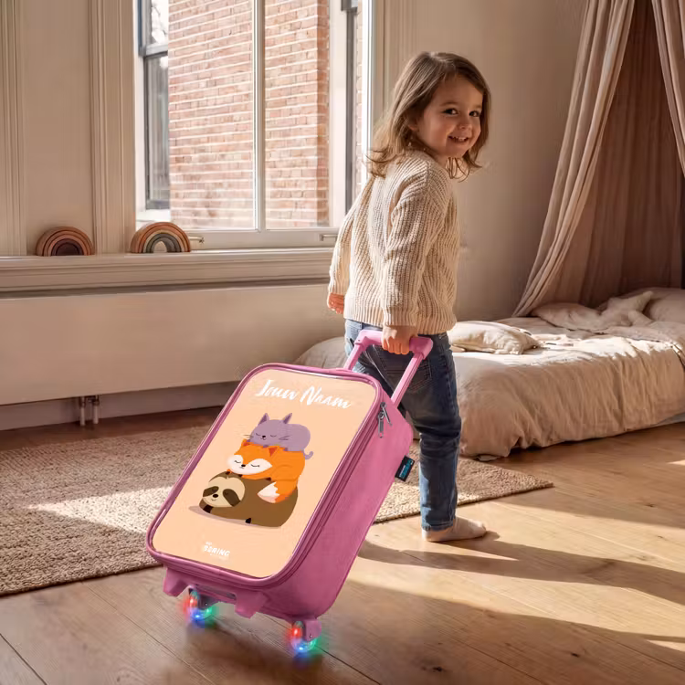 Kinderkoffer met naam - Roze - Dieren - Slapen - Samen — 3