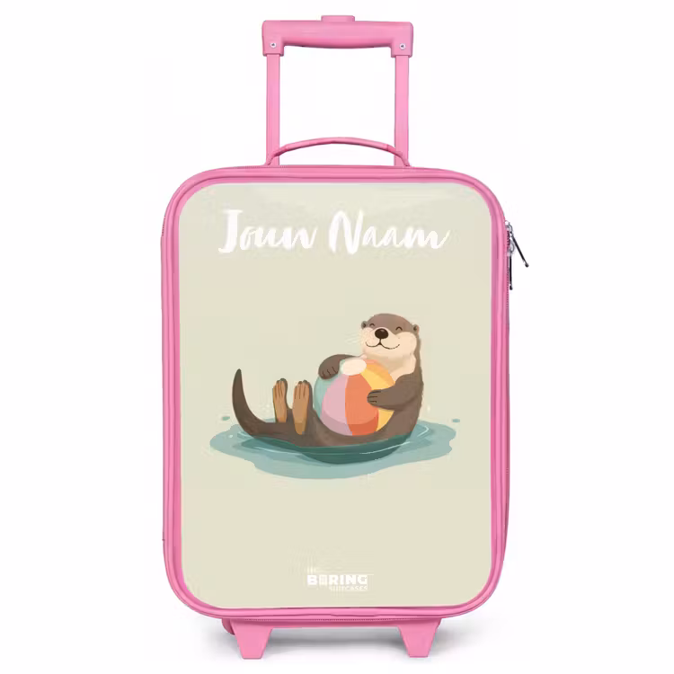 Kinderkoffer met naam - Roze - Otter - Strandbal - Water — 1