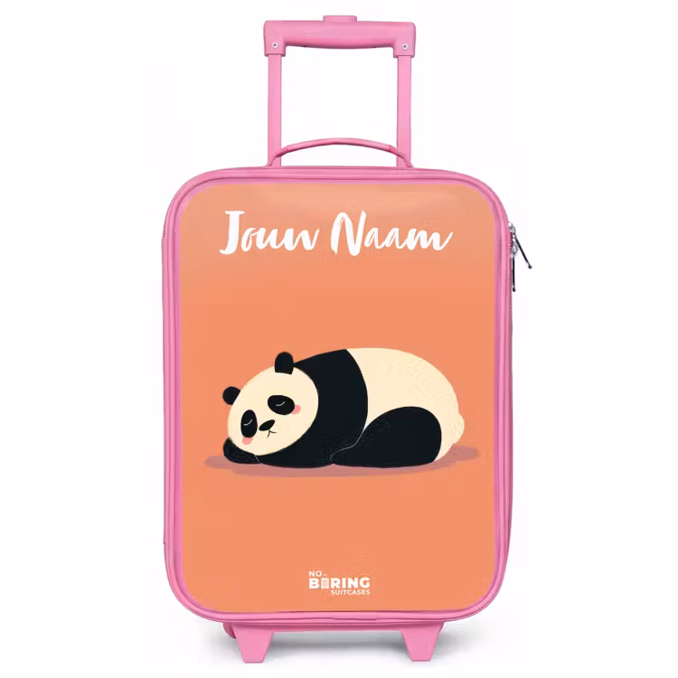 Kinderkoffer met naam - Roze - Panda - Slapen - Oranje — 1