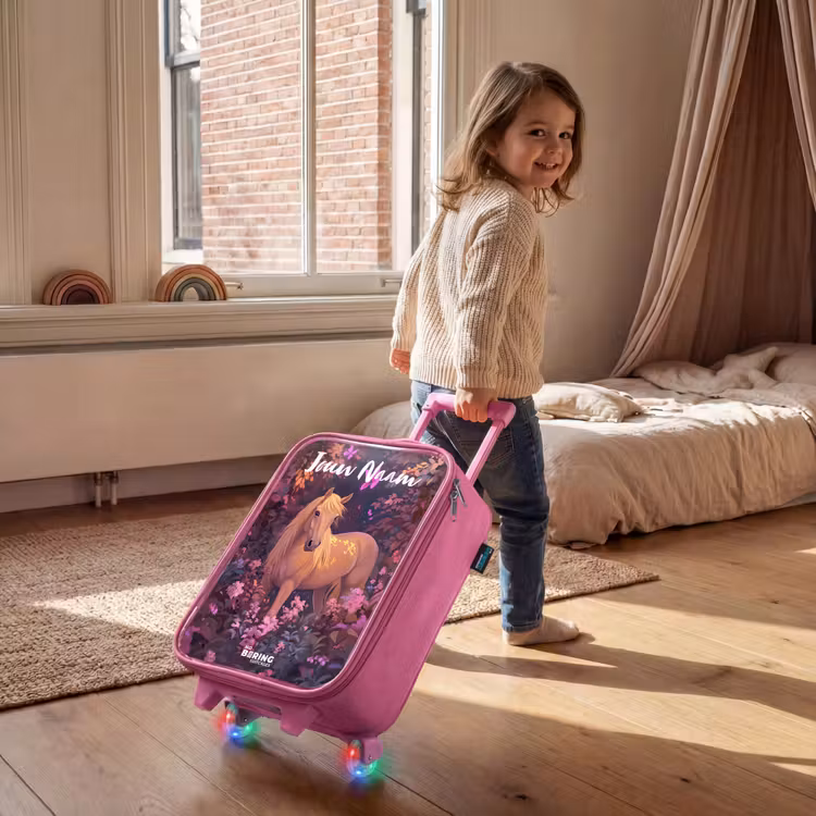 Kinderkoffer met naam - Roze - Paard - Bloemen - Paars - Vlinder — 3