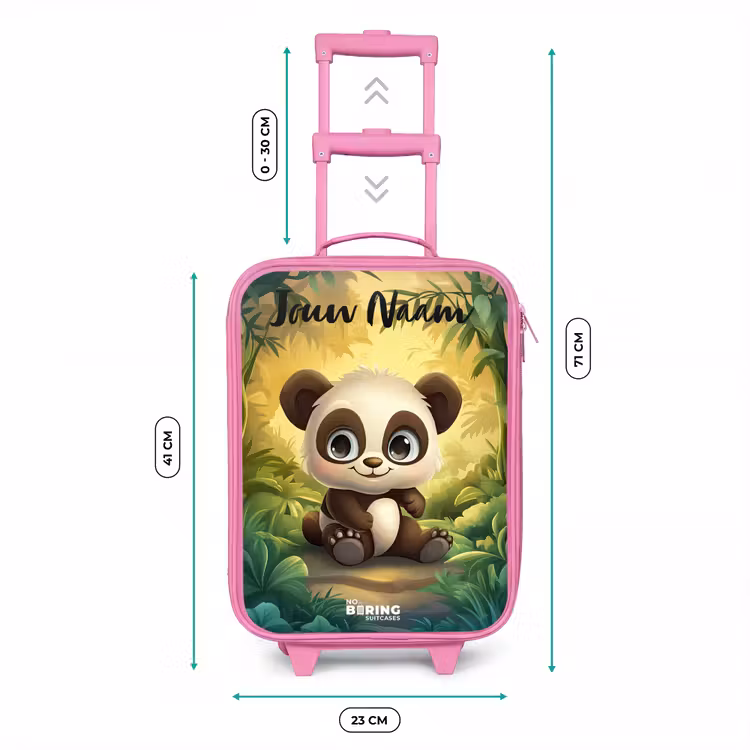 Kinderkoffer met naam - Roze - Panda - Bamboebos - Groen — 5