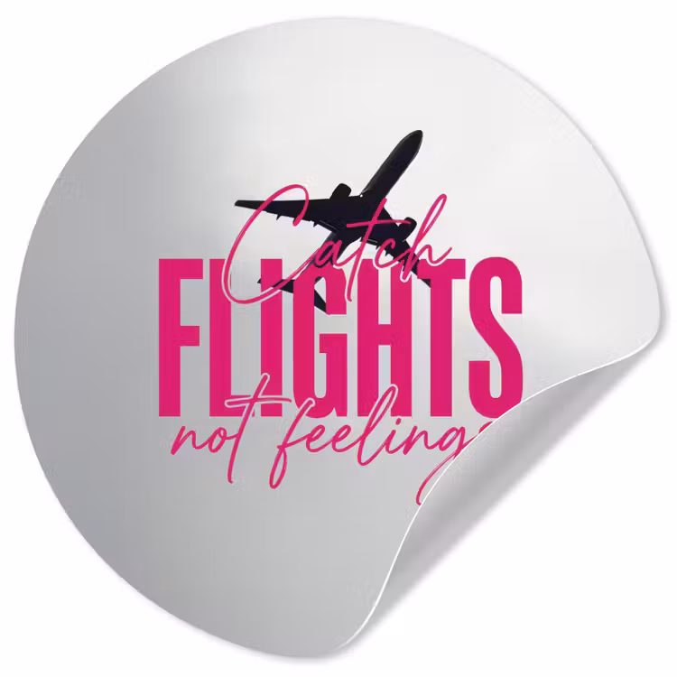 Behangcirkel - Catch flights not feelings - Vliegtuig - Roze — 1
