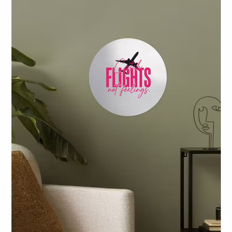 Behangcirkel - Catch flights not feelings - Vliegtuig - Roze — 3