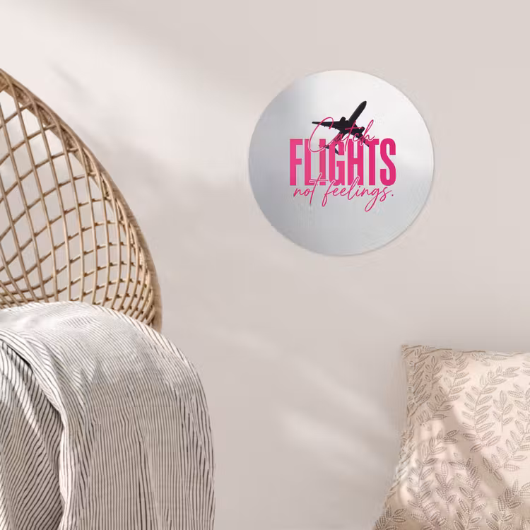 Behangcirkel - Catch flights not feelings - Vliegtuig - Roze — 5