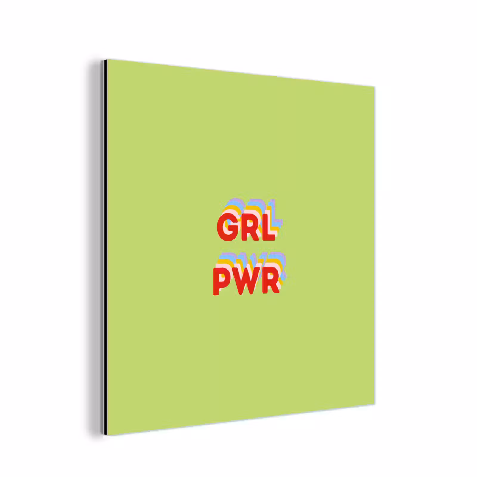 Aluminium schilderij - Grl pwr - Groen - Rood - 3D — 1