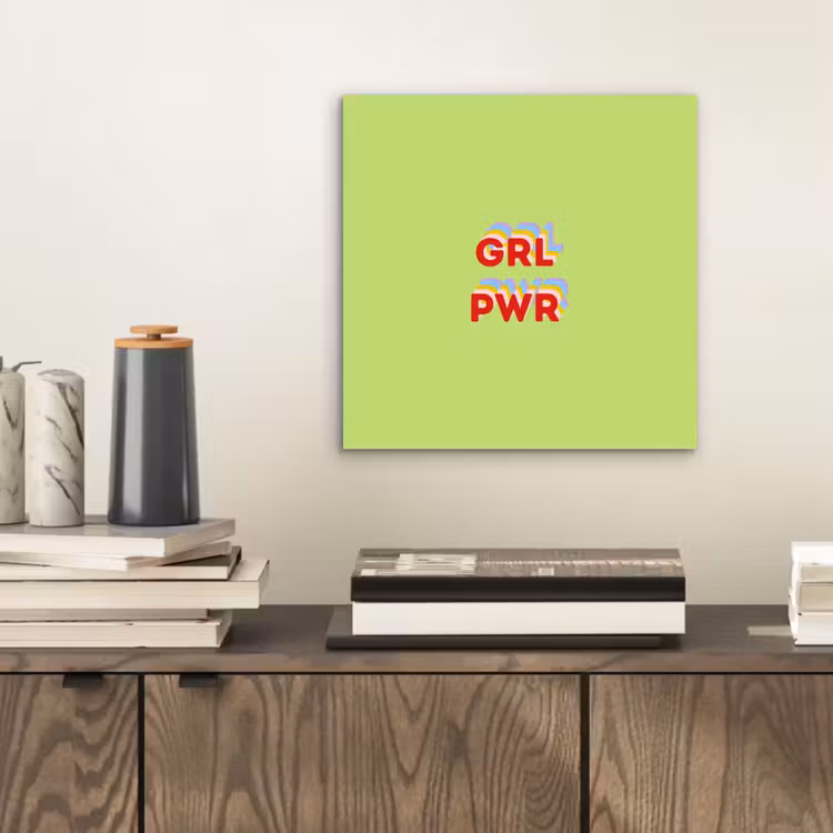 Aluminium schilderij - Grl pwr - Groen - Rood - 3D — 2