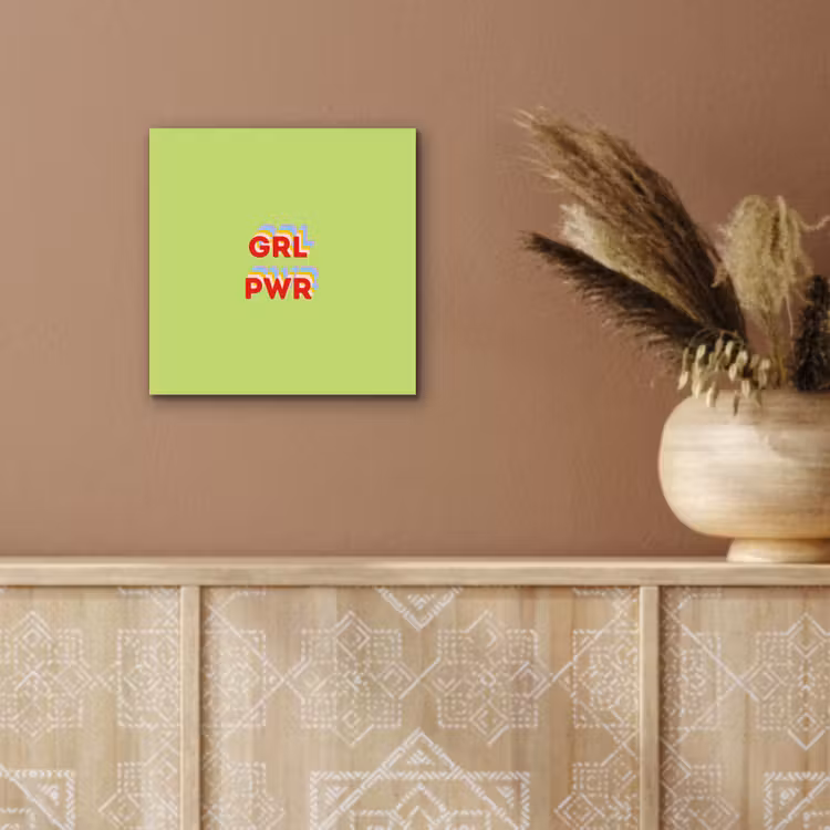 Aluminium schilderij - Grl pwr - Groen - Rood - 3D — 5