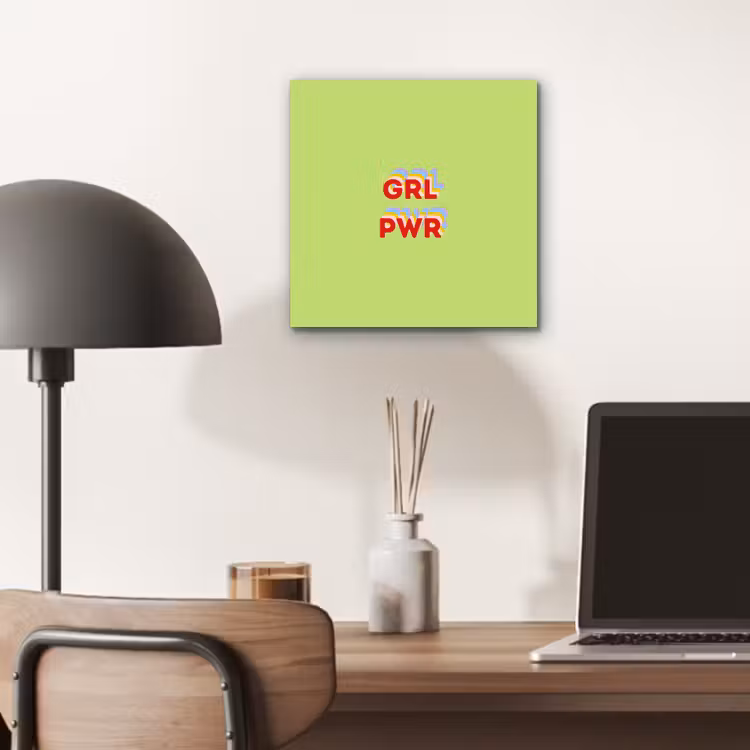 Aluminium schilderij - Grl pwr - Groen - Rood - 3D — 6