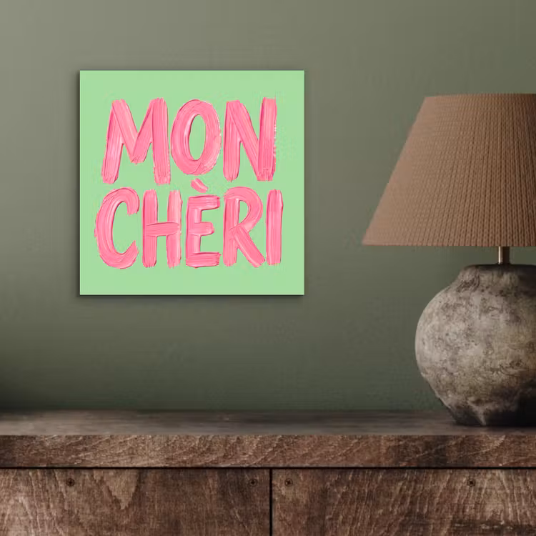 Aluminium schilderij - Mon cheri - Groen - Roze — 3