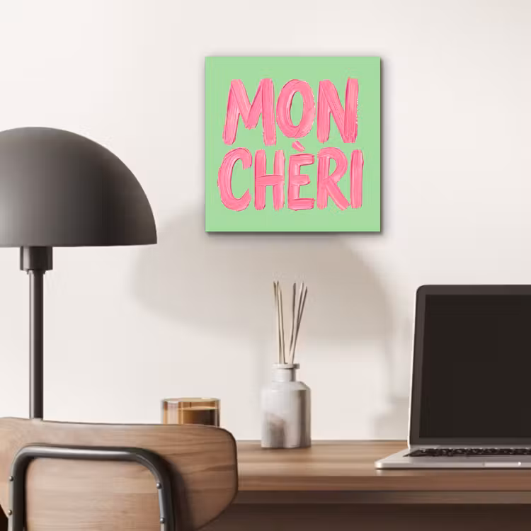 Aluminium schilderij - Mon cheri - Groen - Roze — 6