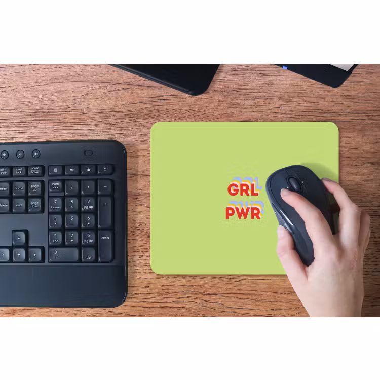 Muismat - Grl pwr - Groen - Rood - 3D — 3