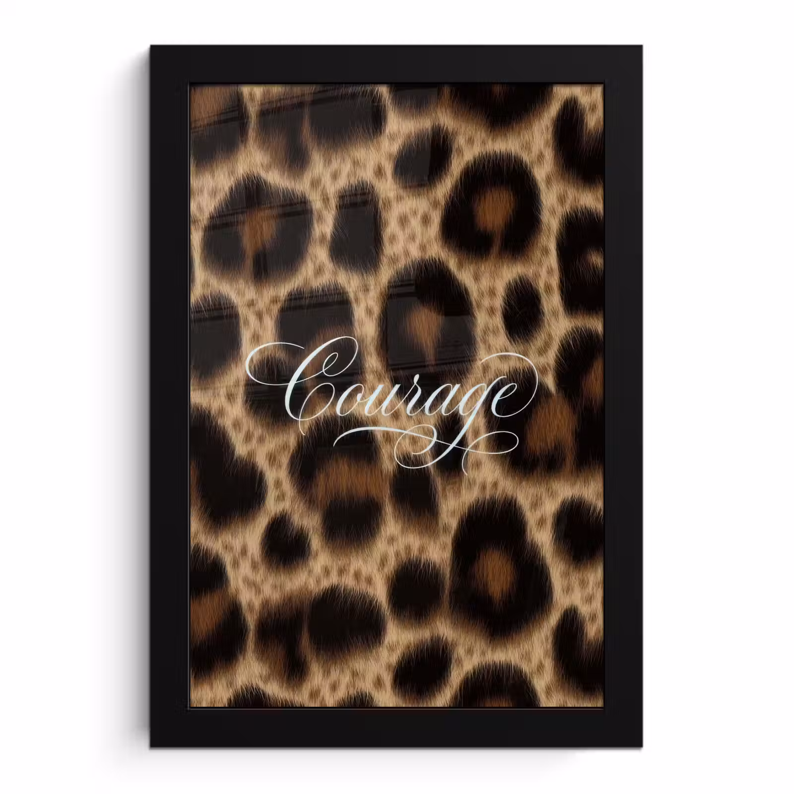 Poster met lijst - Luipaardprint - Bruin - Courage - Sierlijk — 1