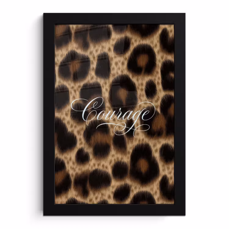 Poster met lijst - Luipaardprint - Bruin - Courage - Sierlijk — 1