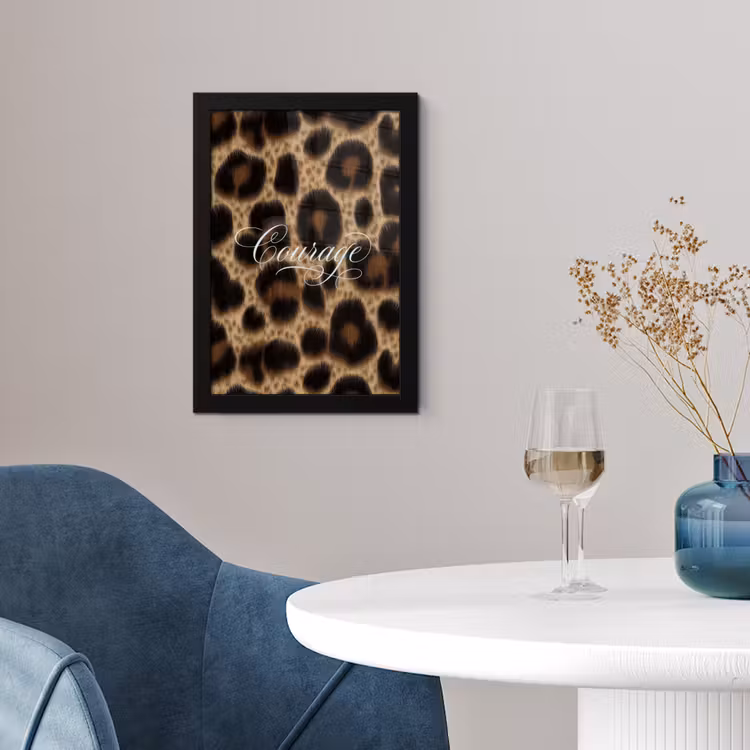 Poster met lijst - Luipaardprint - Bruin - Courage - Sierlijk — 2