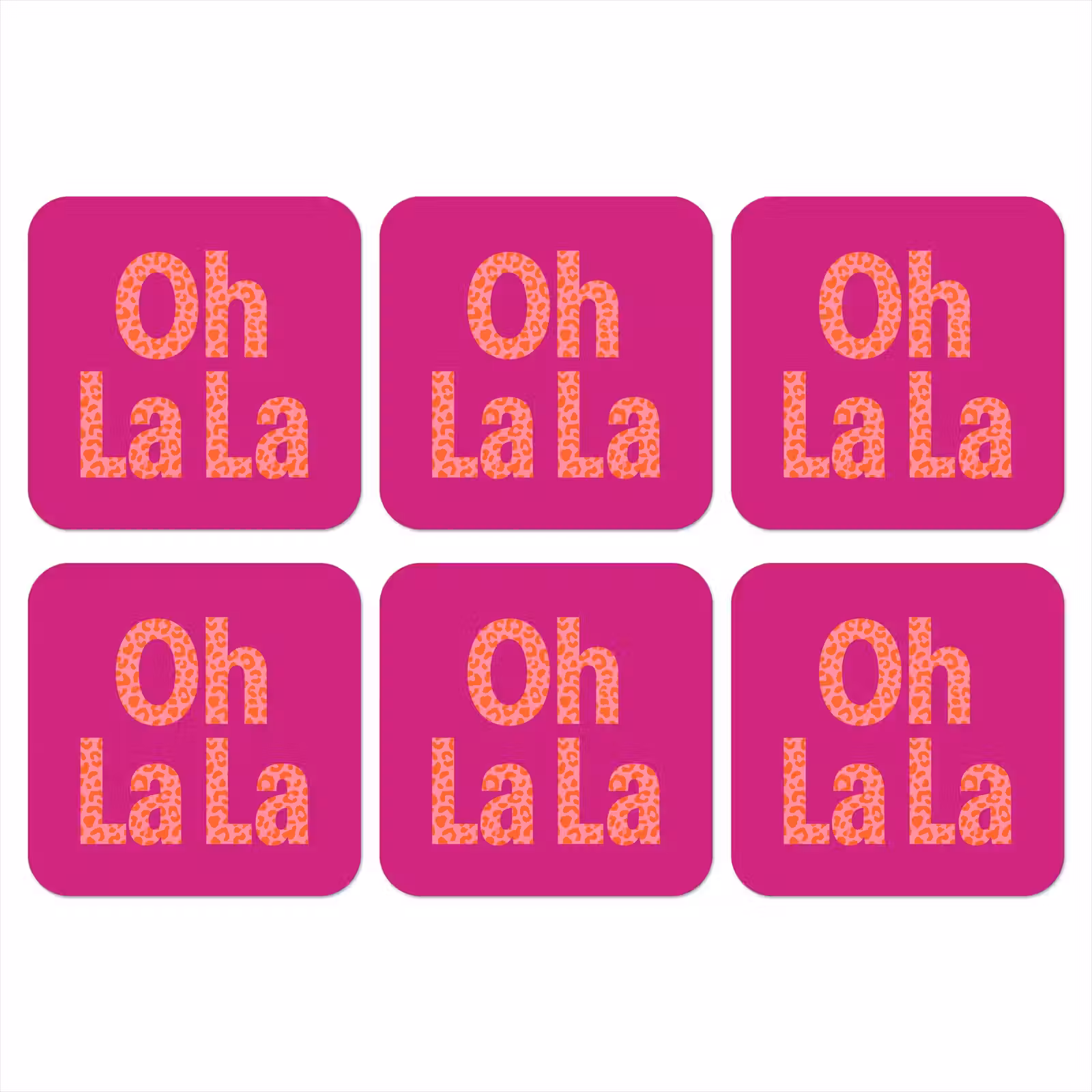 Onderzetter​ - Oh la la - Luipaardprint - Roze — 1
