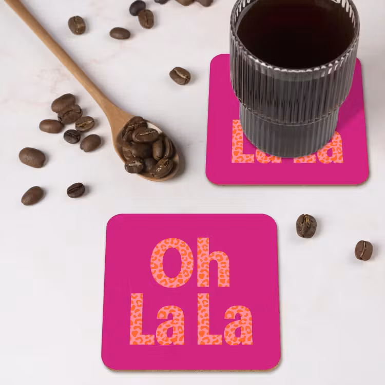 Onderzetter​ - Oh la la - Luipaardprint - Roze — 4