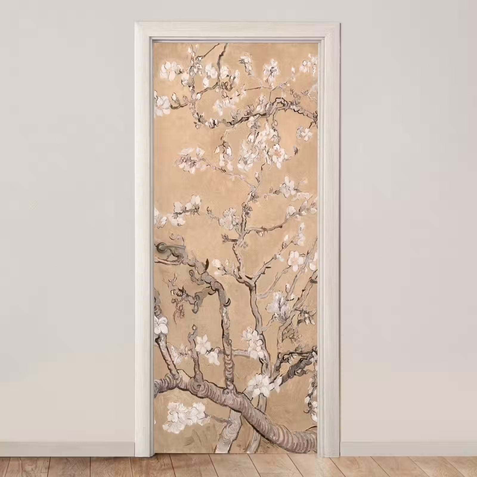 Deursticker - Amandelbloesem - Kunst - Van Gogh - Beige — 1