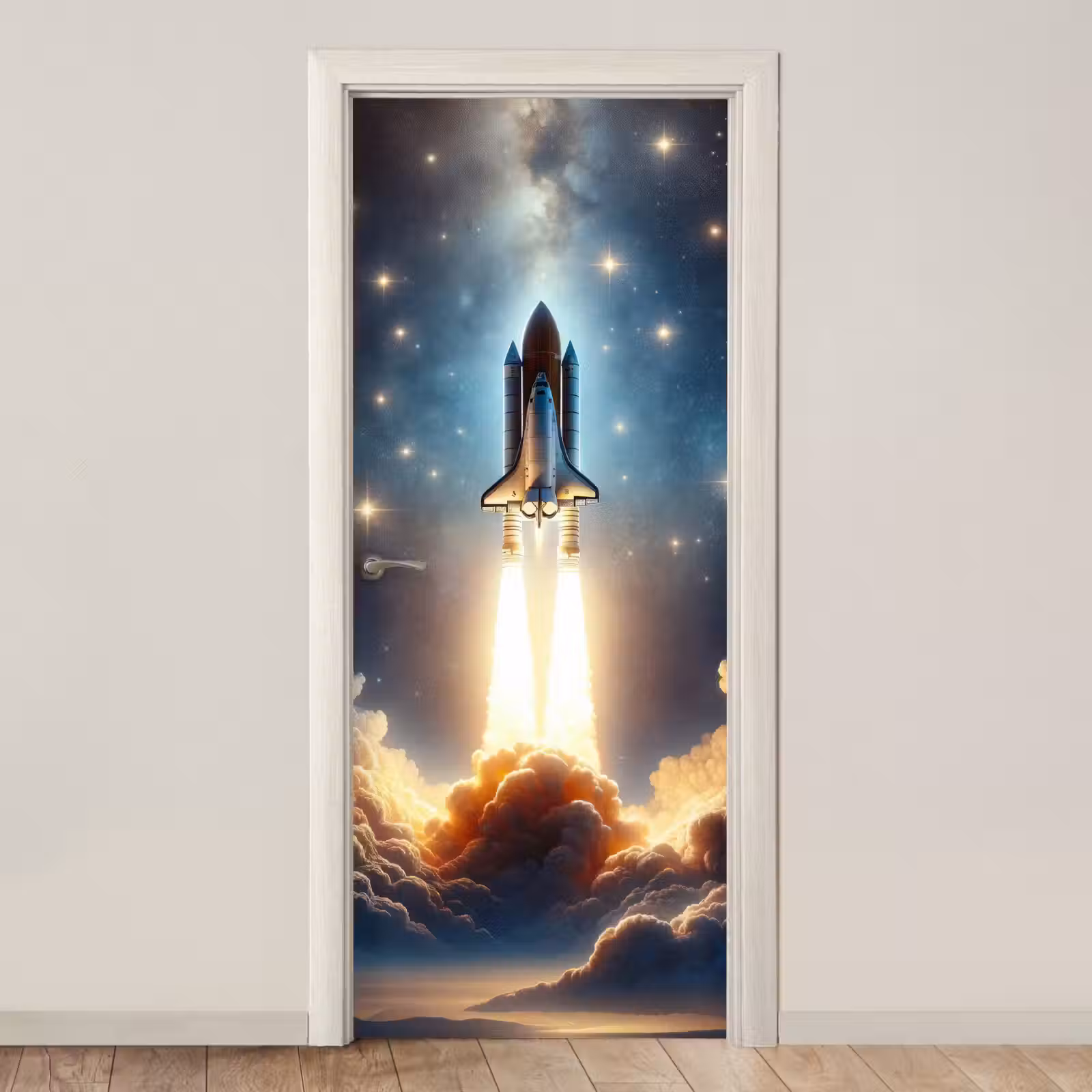 Deursticker - Ruimtevaart - Raket - Space - Sterren — 1
