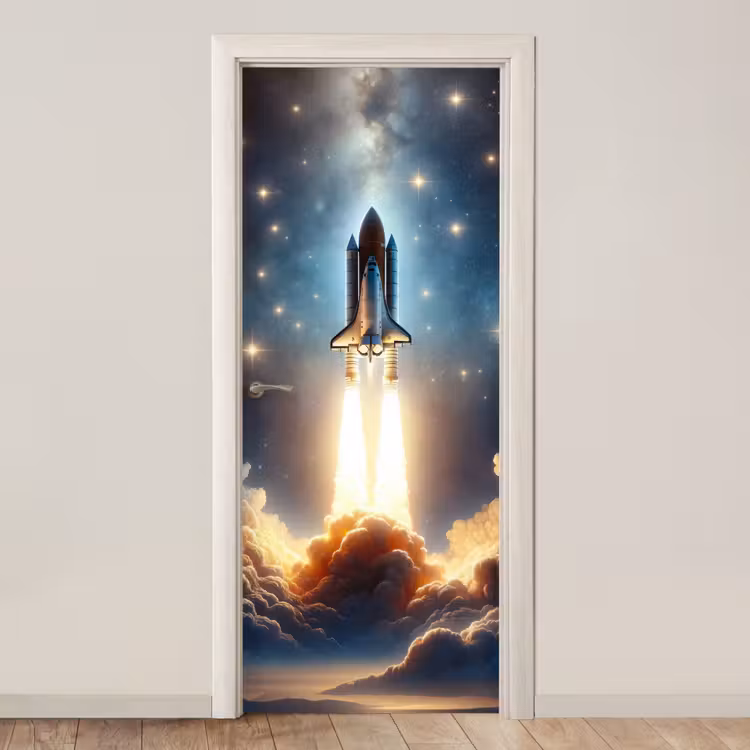 Deursticker - Ruimtevaart - Raket - Space - Sterren — 1