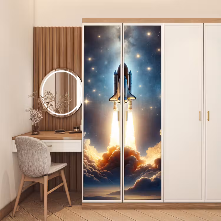 Deursticker - Ruimtevaart - Raket - Space - Sterren — 5