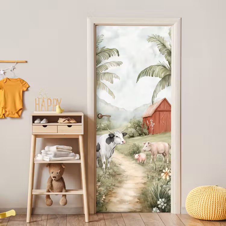 Deursticker - Boerderij - Dieren - Koe - Varken - Natuur — 6