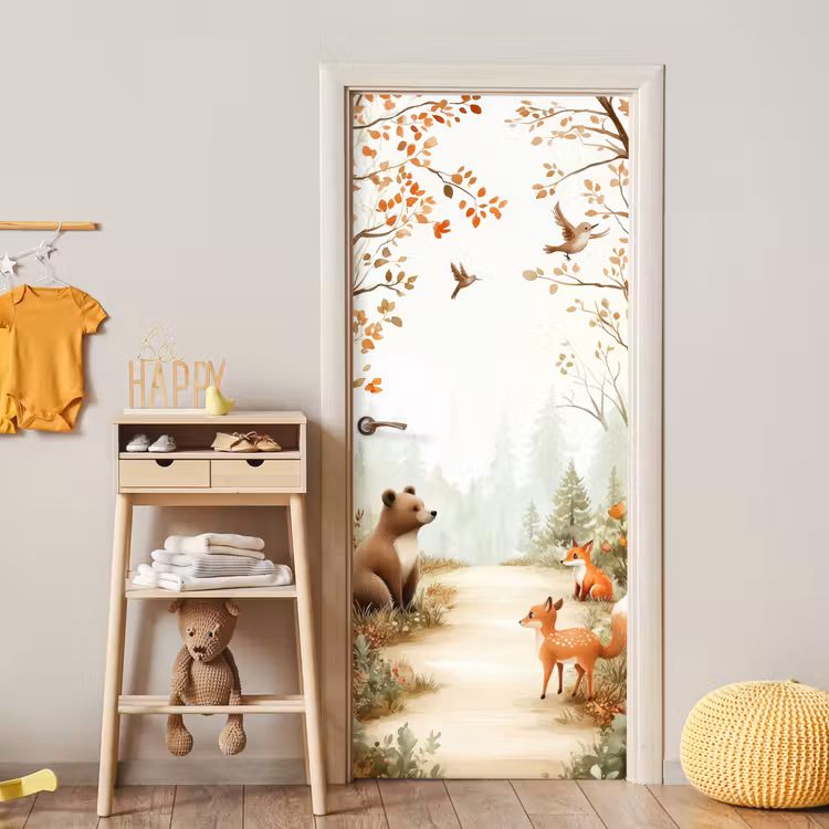 Deursticker - Bos - Herfst - Bosdieren - Beer - Vos — 6